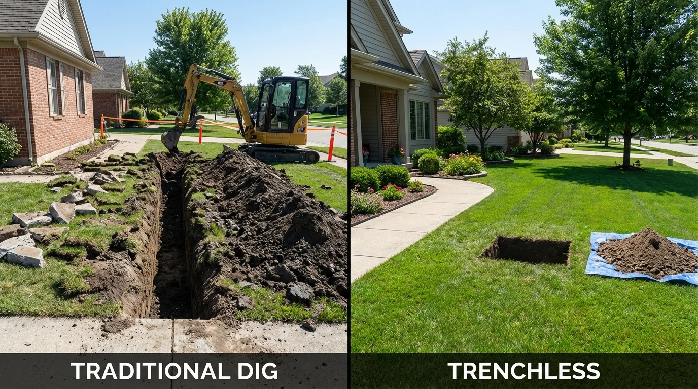 Trenchless sewer repair with minimal yard damage versus traditional excavation in Westminster, SC